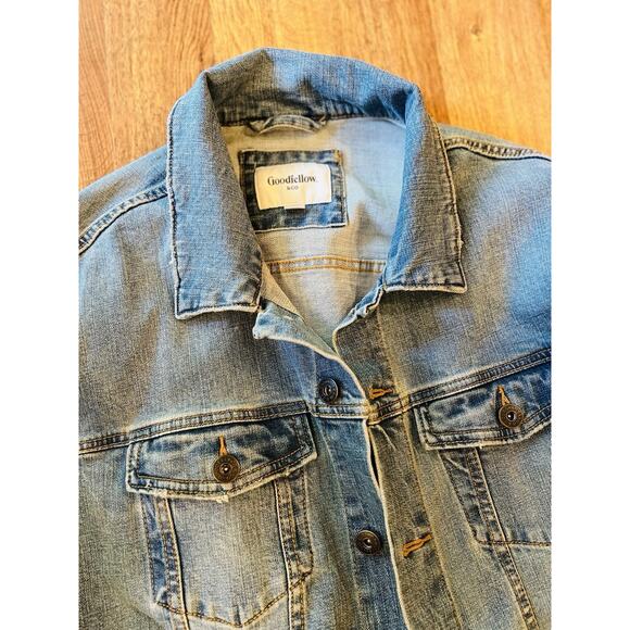 Men's Trucker Denim Jacket - Goodfellow & Co Blue L Denim Fall Coat - Picture 9 of 9